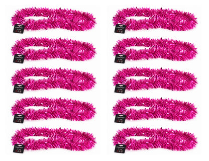 Metallic Pink Tinsel – 2 Metre Long 10cm Wide 6 Ply – Christmas Tree, Fireplace & Party Decoration – 1, 5 or 10 Pack