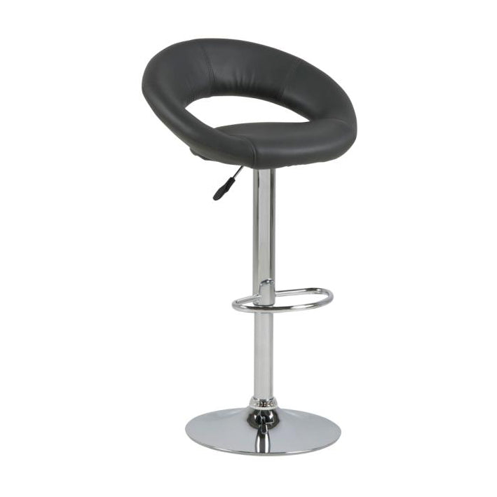 Plump Designer Grey Bar Stool With Comfort Backrest, Chrome Base And Height Adjustment, 1 pc