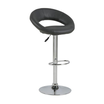 Plump Designer Grey Bar Stool With Comfort Backrest, Chrome Base And Height Adjustment, 1 pc