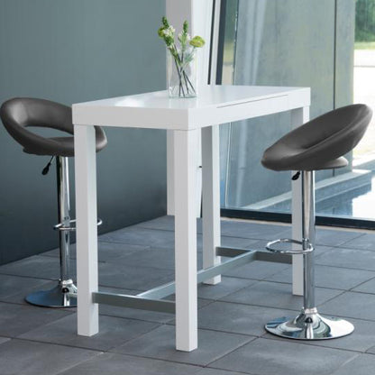 Plump Designer Grey Bar Stool With Comfort Backrest, Chrome Base And Height Adjustment, 1 pc