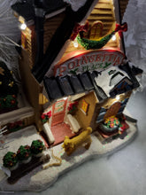 Load image into Gallery viewer, Light Up Poinsettia Place Christmas Village Scene Large LED Miniature 18cm
