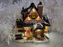 Load image into Gallery viewer, Light Up Poinsettia Place Christmas Village Scene Large LED Miniature 18cm
