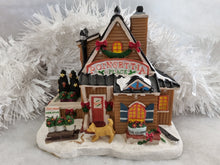 Load image into Gallery viewer, Light Up Poinsettia Place Christmas Village Scene Large LED Miniature 18cm
