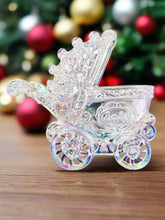 Load image into Gallery viewer, Iridescent Shimmer Pram or Buggy Baby Carriage  Hanging Christmas Decoration Magical Fairy Tale Themed Xmas Tree Pendant

