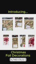 Load and play video in Gallery viewer, Red Gold Foil Christmas Decorations Hanging Garland Xmas Decs Choose From 7 Designs
