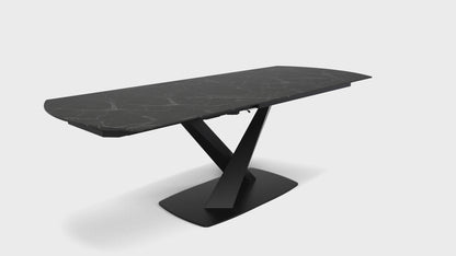 Morella Oval Extending Dining Table in Black Ceramic 120 To 180cm