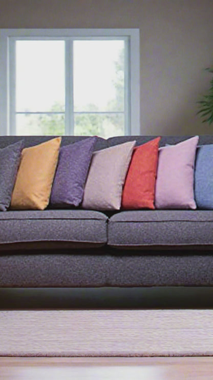 Plain Pastel Woven Textured Cushions, 43 cm Square, Filled Decorative Fine Waffle Throw Pillows for Living or Bedroom