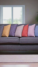 Load and play video in Gallery viewer, Plain Pastel Woven Textured Cushions, 43 cm Square, Filled Decorative Fine Waffle Throw Pillows for Living or Bedroom
