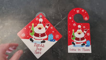 Load and play video in Gallery viewer, Christmas Santa Window And Door Sign With Glass Sucker Double Sided Xmas Stop Here Decor
