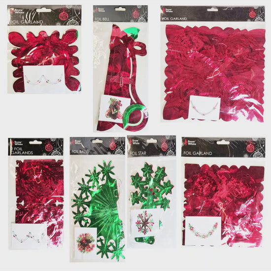 a video showing christmas foil decorations in red and green
