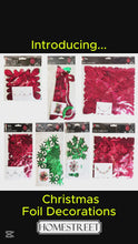 Load and play video in Gallery viewer, Red Green Foil Christmas Decorations Hanging Garland Xmas Decs Choose From 7 Designs
