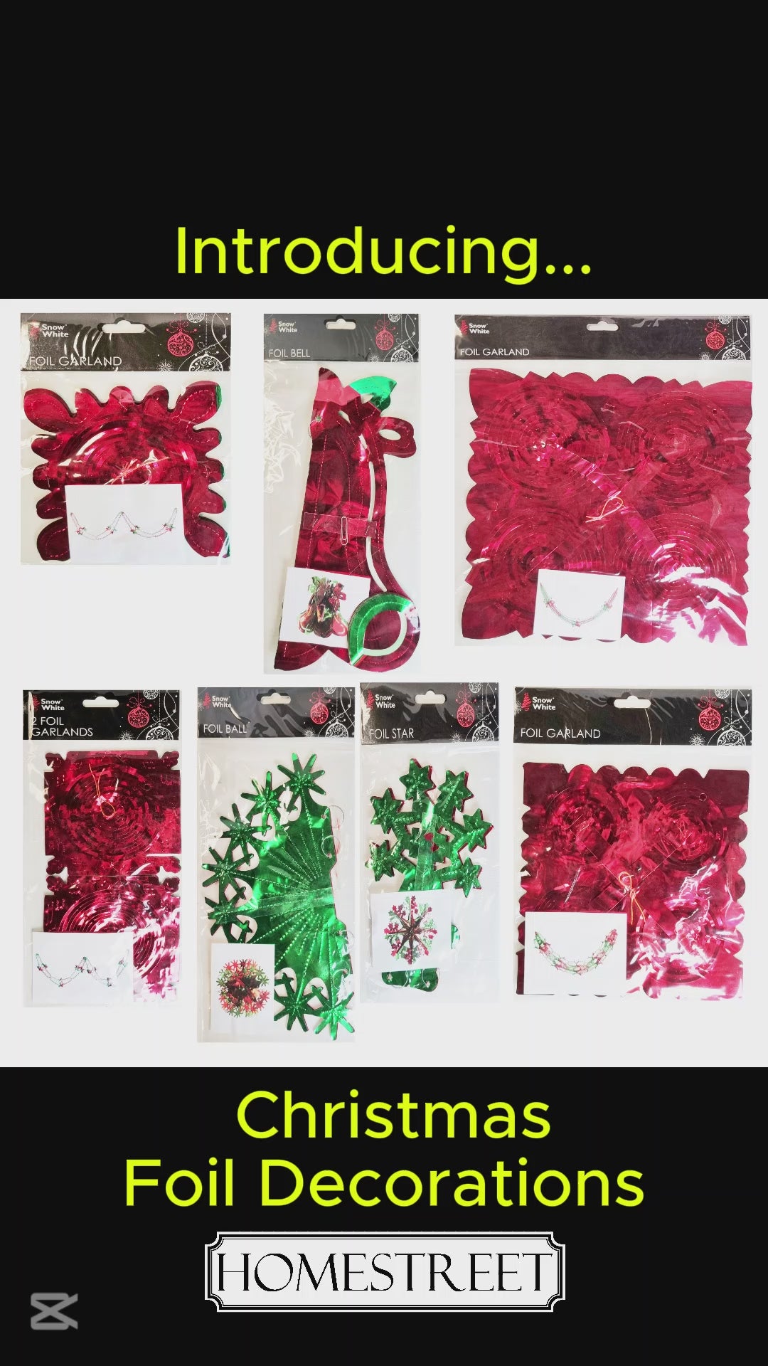 a video showing christmas foil decorations in red and green