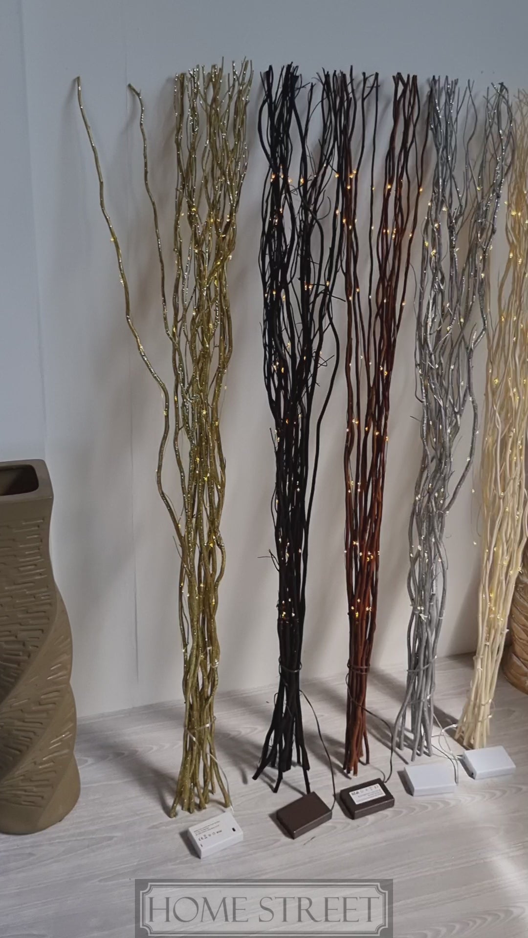 video of led light up twig lights by homestreet in gold, silver, black, brown or cream