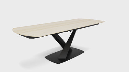 Morella Oval Extending Dining Table in Sand Ceramic 160 To 240cm