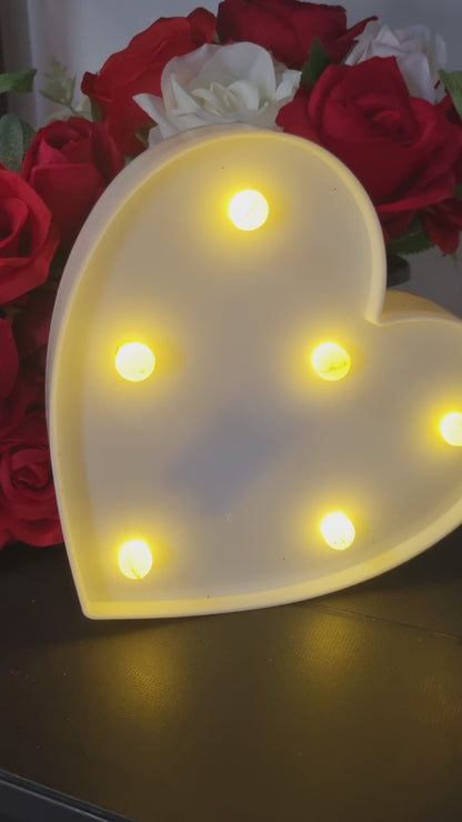 White Heart 17cm x 16cm Battery Operated LED Light