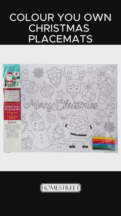 Colour Your Own Christmas Paper placemats Festive Xmas Craft Fun Set Of 6