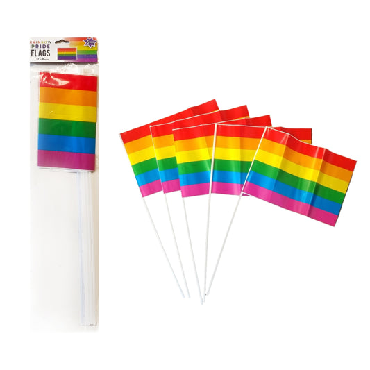 Pride Rainbow 5 Pack Flags Striped Plastic Party Celebration