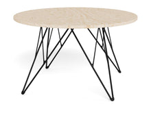 Load image into Gallery viewer, Prunus Luxury Round Coffee Table In Beige Travertine With Black Steel Legs 80cm
