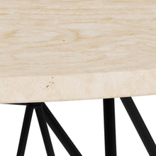 Load image into Gallery viewer, Prunus Luxury Round Coffee Table In Beige Travertine With Black Steel Legs 80cm
