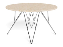 Load image into Gallery viewer, Prunus Luxury Round Coffee Table In Beige Travertine With Silver Chrome Legs 80cm
