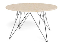 Load image into Gallery viewer, Prunus Luxury Round Coffee Table In Beige Travertine With Silver Chrome Legs 80cm
