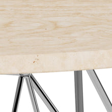 Load image into Gallery viewer, Prunus Luxury Round Coffee Table In Beige Travertine With Silver Chrome Legs 80cm
