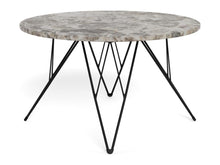 Load image into Gallery viewer, Prunus Luxury Round Coffee Table In Grey Brown Marble With Black Chrome Legs 80cm
