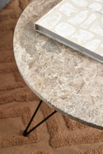 Load image into Gallery viewer, Prunus Luxury Round Coffee Table In Grey Brown Marble With Black Chrome Legs 80cm
