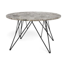 Load image into Gallery viewer, Prunus Luxury Round Coffee Table In Grey Brown Marble With Black Chrome Legs 80cm
