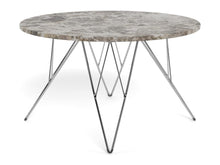 Load image into Gallery viewer, Prunus Luxury Round Coffee Table In Grey Brown Marble With Silver Chrome Legs 80cm
