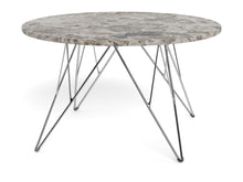 Load image into Gallery viewer, Prunus Luxury Round Coffee Table In Grey Brown Marble With Silver Chrome Legs 80cm
