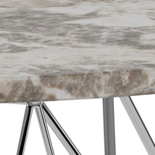 Load image into Gallery viewer, Prunus Luxury Round Coffee Table In Grey Brown Marble With Silver Chrome Legs 80cm

