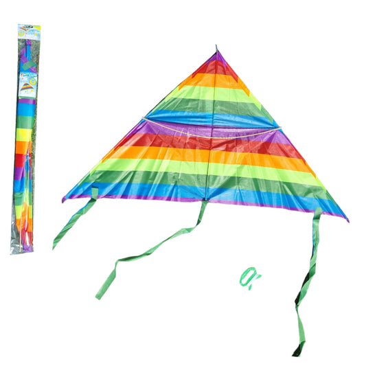 Multi Coloured Rainbow Kite Kids Adults Small Delta Vulcan Outdoor Flying Game Toy