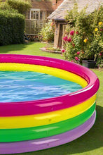 Load image into Gallery viewer, 70&quot; Round Paddling Pool Bright Rainbow Colour 4 Ring Pool Large 178cm Inflatable Family Outdoor Games

