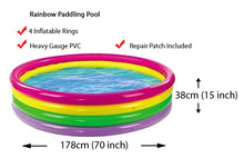 Load image into Gallery viewer, 70&quot; Round Paddling Pool Bright Rainbow Colour 4 Ring Pool Large 178cm Inflatable Family Outdoor Games
