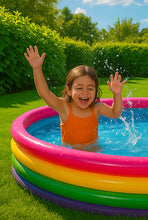 Load image into Gallery viewer, 70&quot; Round Paddling Pool Bright Rainbow Colour 4 Ring Pool Large 178cm Inflatable Family Outdoor Games
