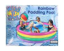 Load image into Gallery viewer, 70&quot; Round Paddling Pool Bright Rainbow Colour 4 Ring Pool Large 178cm Inflatable Family Outdoor Games
