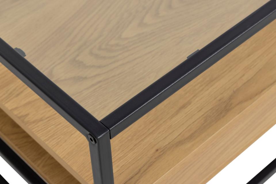 Randolf Designer Oak Glass Coffee Table With Storage Shelf 80cm