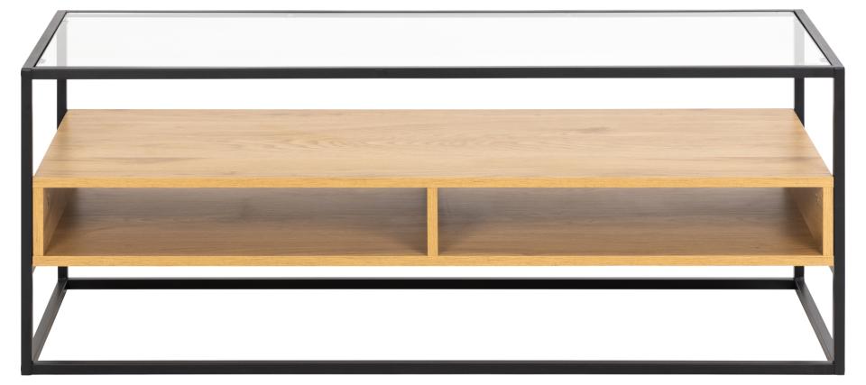 Randolf TV Unit With Glass Top And Oak Shelf 120x40x45 cm