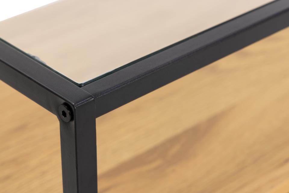 Randolf TV Unit With Glass Top And Oak Shelf 120x40x45 cm