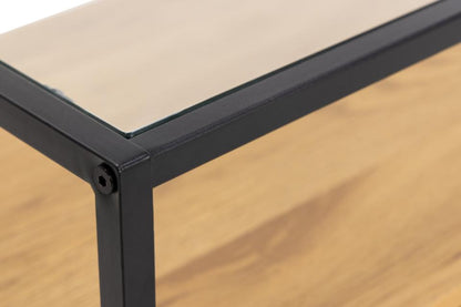 Randolf TV Unit With Glass Top And Oak Shelf 120x40x45 cm