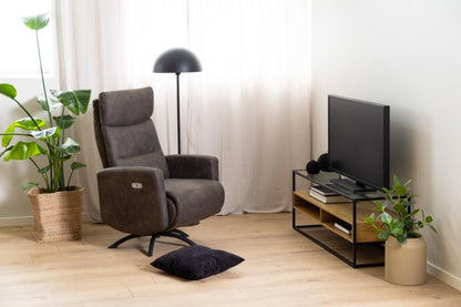 Randolf TV Unit With Glass Top And Oak Shelf 120x40x45 cm