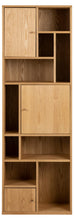 Load image into Gallery viewer, Rangoon Tall Bookcase Shelving Unit In Oak With 3 Doors And Compartments 60x30x180 cm

