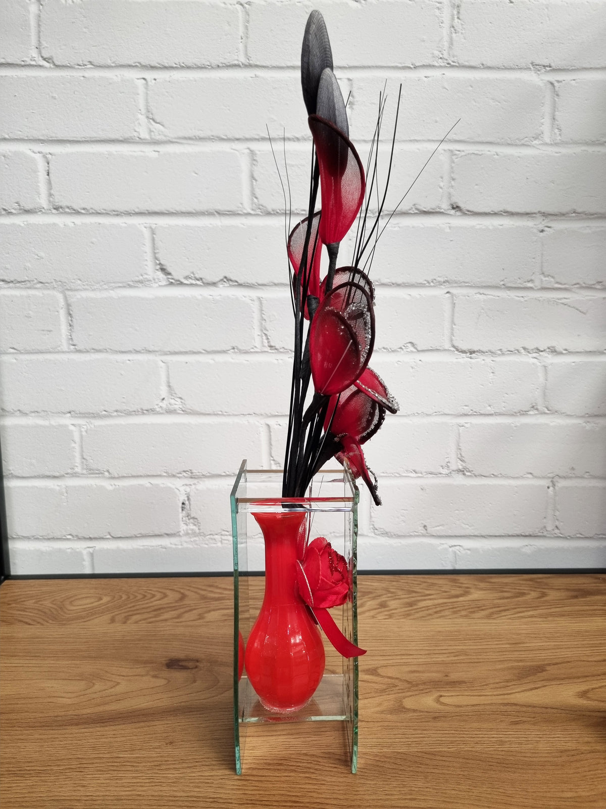 Gossamer Nylon Flower In A Mirrored Vase With Stunning Detail