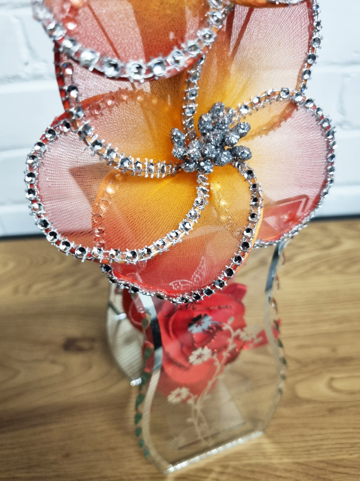 Gossamer Nylon Flower In A Mirrored Vase With Stunning Detail
