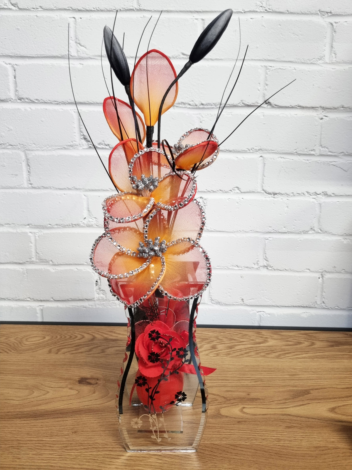 Gossamer Nylon Flower In A Mirrored Vase With Stunning Detail