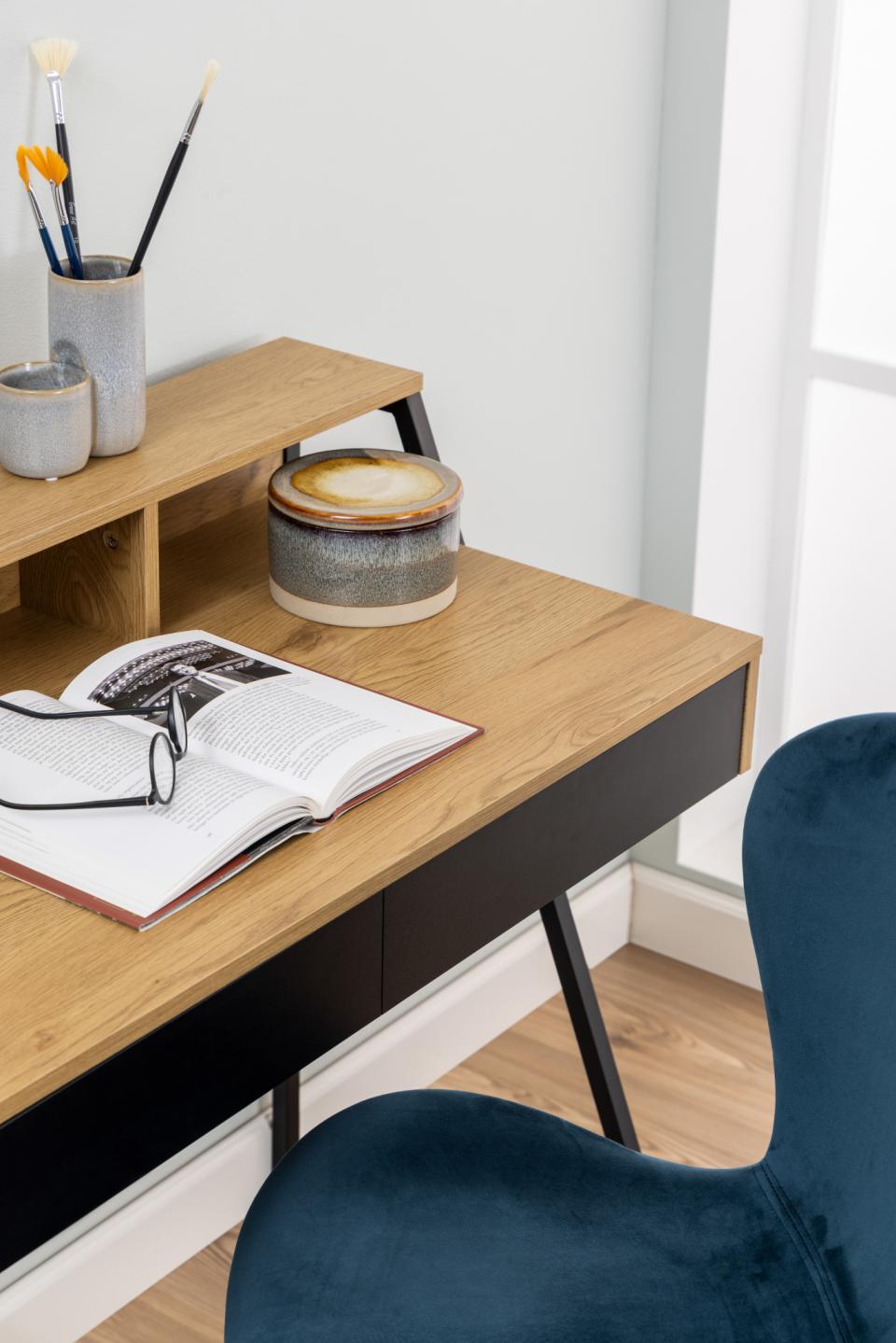 Reece Ricco Office Desk Bureau With 2 Drawers And Metal Base 100x50cm