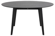 Load image into Gallery viewer, Roxby Round Oak Stained Black Dining Table Large 140cm Spacious Top
