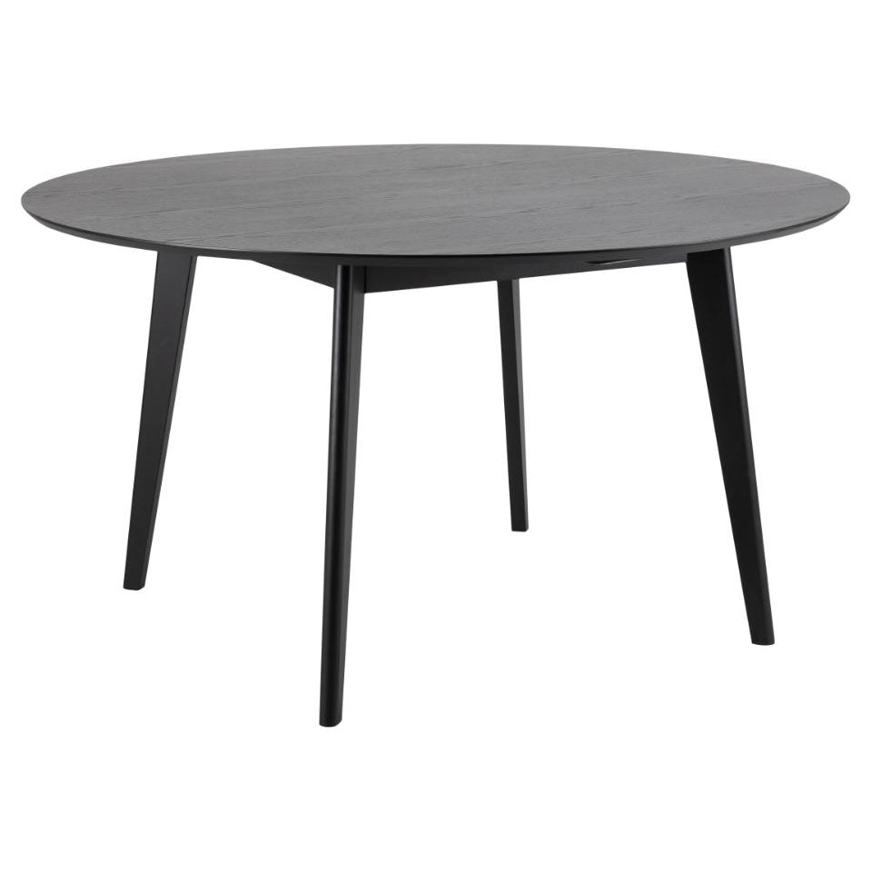 Roxby Round Oak Stained Black Dining Table Large 140cm Spacious Top
