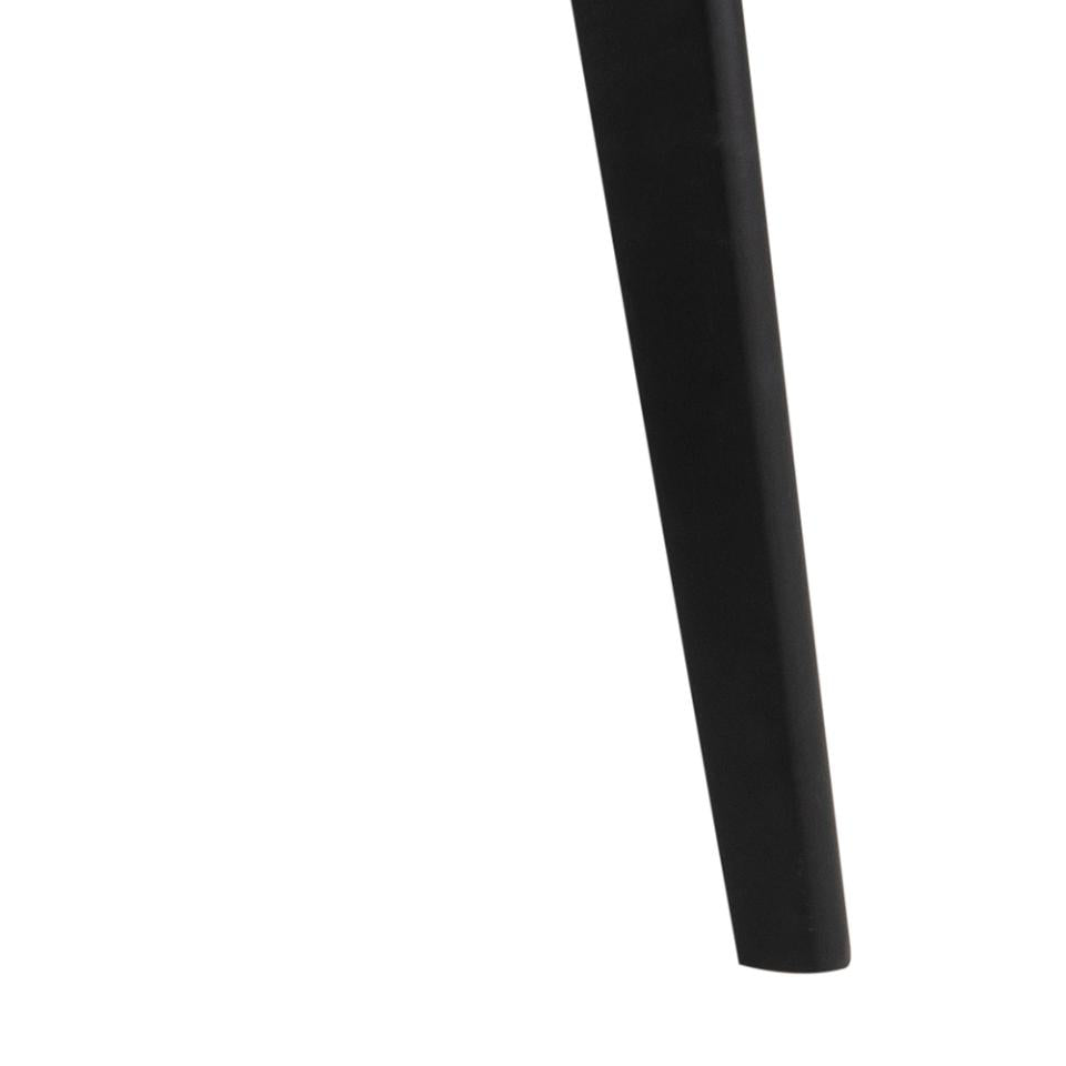 A close-up of a black cylindrical product, likely a leg or stand, shown against a solid white background.